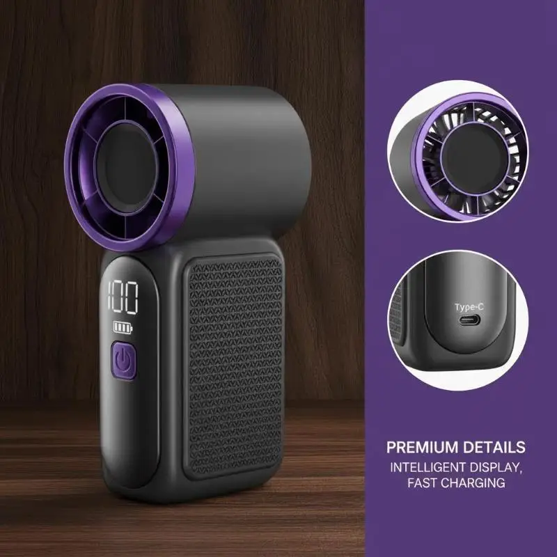 

[hot] 3600mAh Portable Mini Handheld Fan 3.5" Ultra High-Speed 16900 RPM With LED Display 6-Speed Cooling