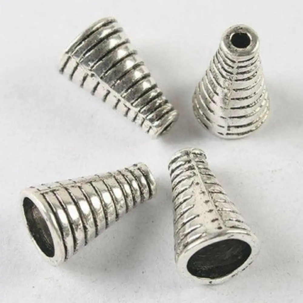 

10PCS 15x10mm hole:7mm DARK SILVER TONE CONE SPACER BEADS 15X10MM H3645