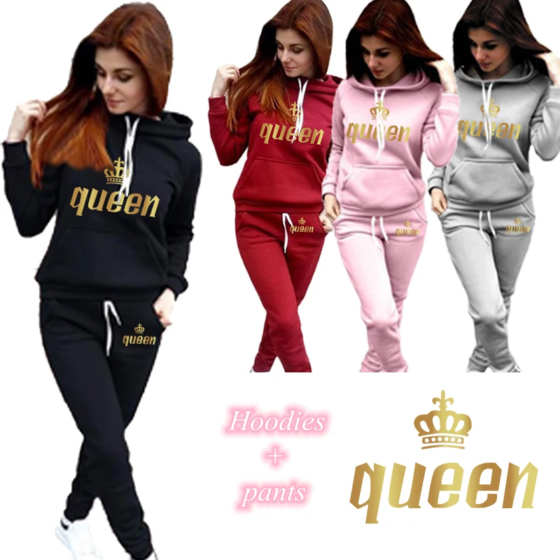 

New Tracksuit for Women Clothes Two Piece Set Hoodie Sweatshirt Top and Pants Casual Ensemble Femme Suits Plus Size S-4XL