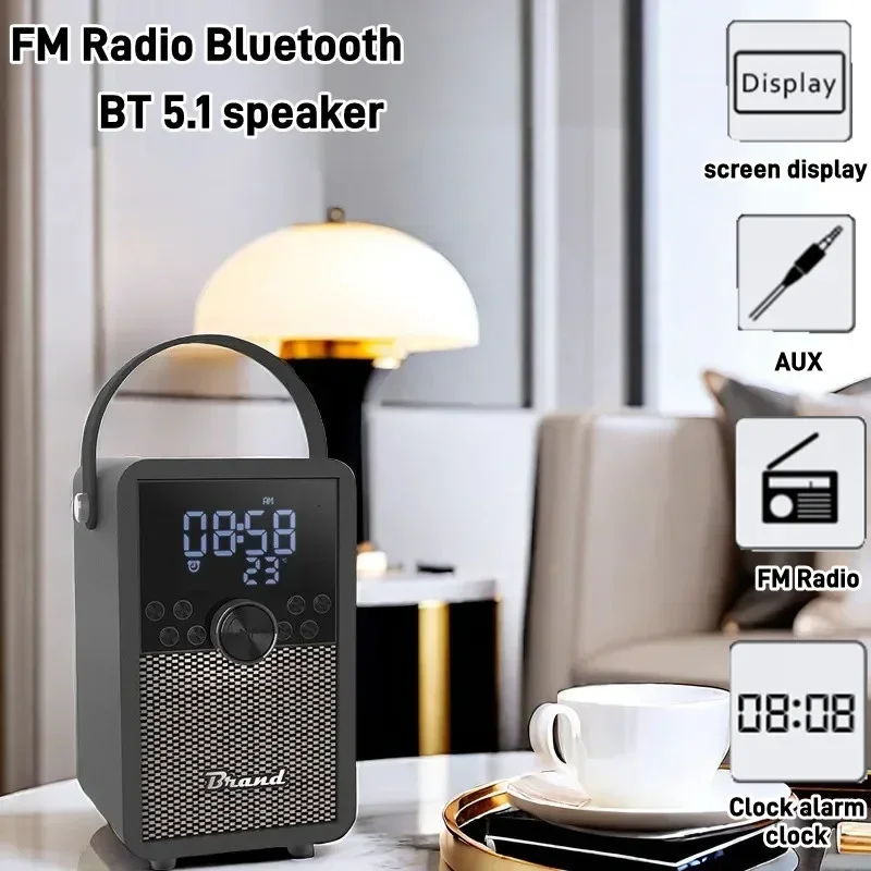 Reloj portátil con sonido De madera, tarjeta TF, Radio FM, Retro, HIFI, fiesta familiar, caja De sonido aplicable al aire libre, Altavoz Bluetooth