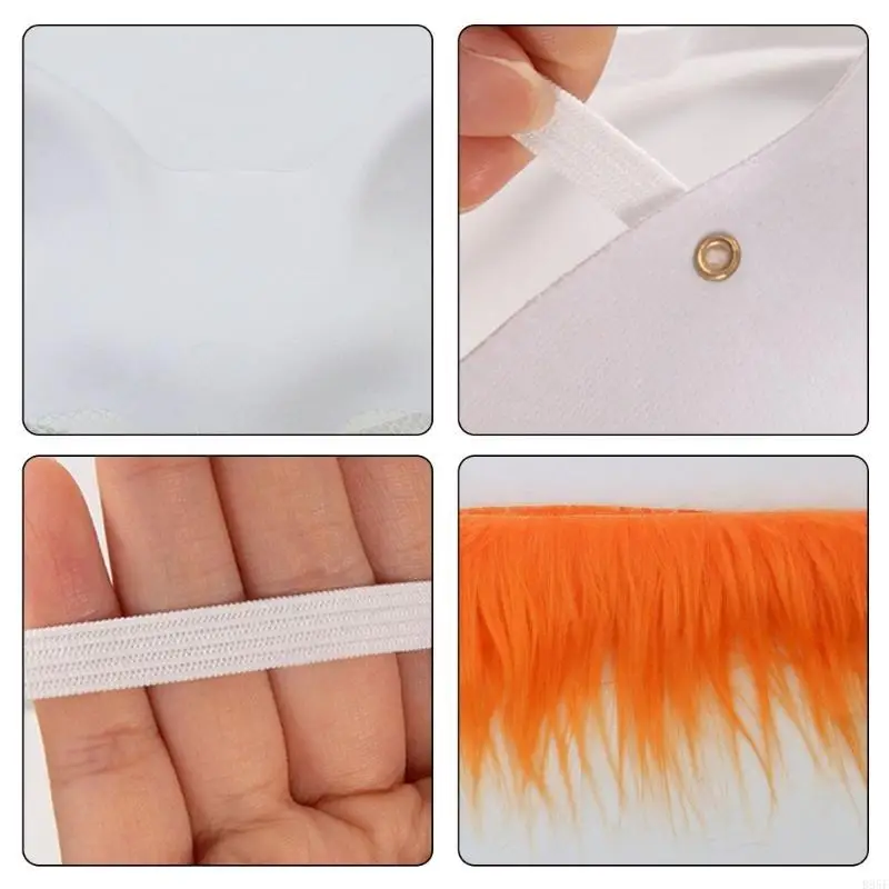 قناع وجه للقطط B95F مع قماش لاصق من فروي غير مطلي قناع تنكر أبيض قابل للطلاء لوازم حفلات الهالوين #3