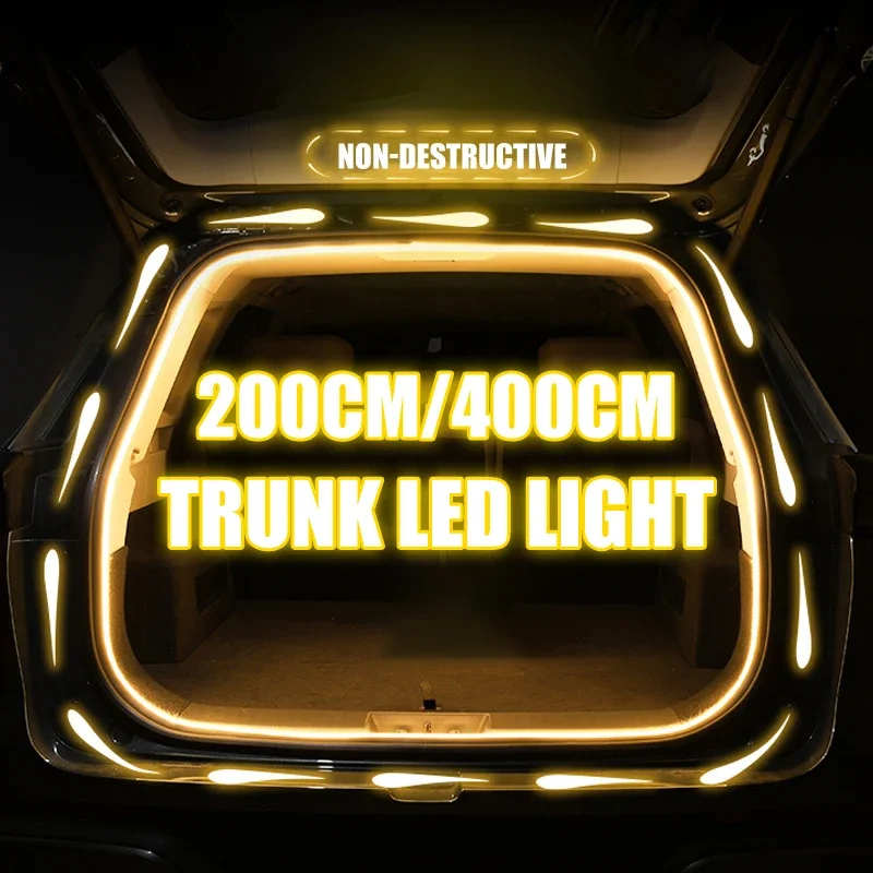 2m/4m Kofferraum-Lichtleiste Flexibler PVC-Weich-LED-Streifen Versteckte Kofferraum-Automatik-Induktionslampe Universal für SUV/MPV