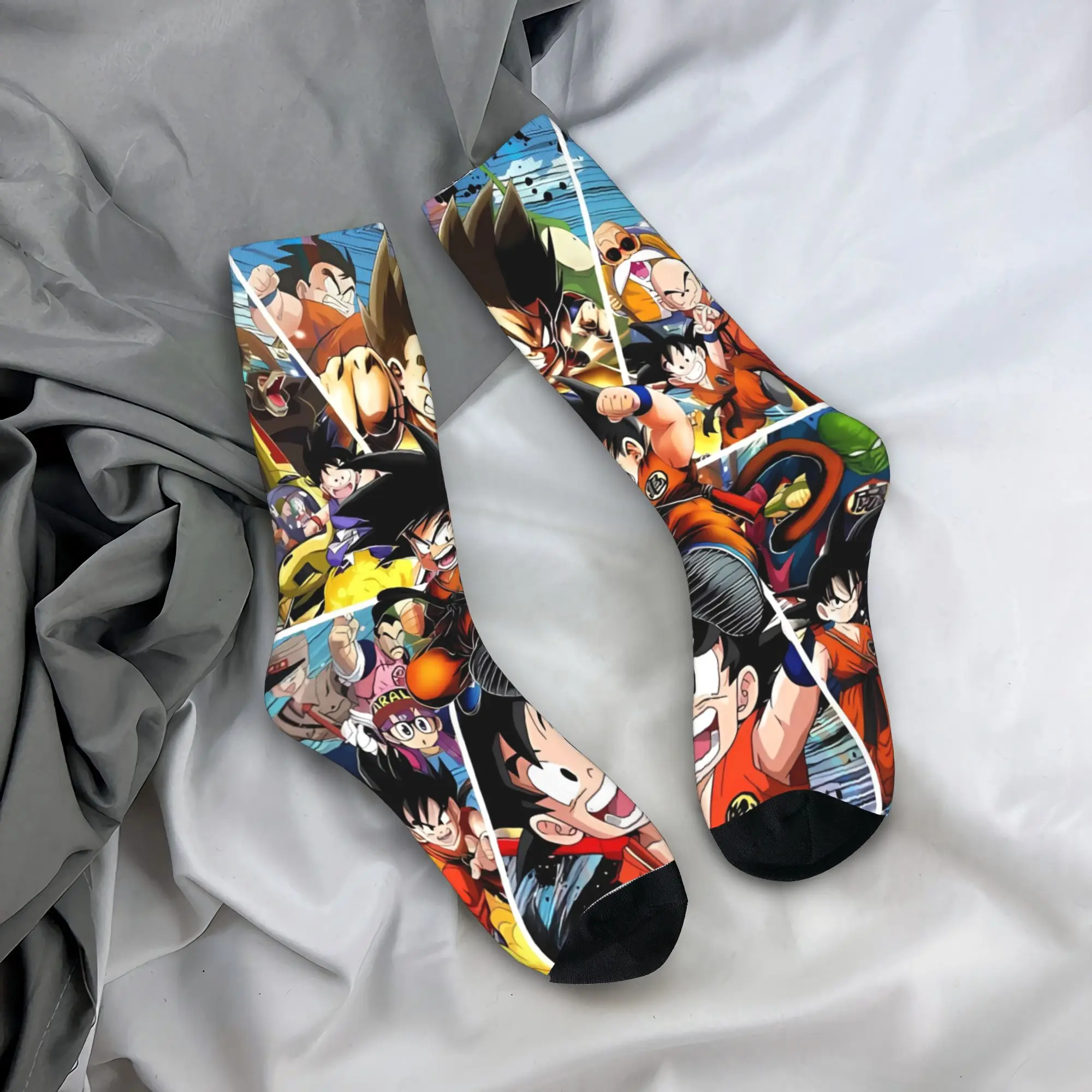 Goku With Child D-Dragon B-Ball Stockings  Graphic Casual Socks Winter Anti-Slip Socks Men's Outdoor Comfortable Socks