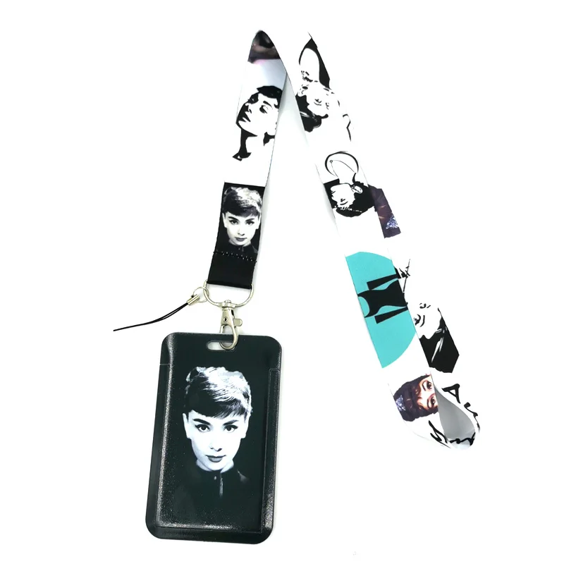 

Audrey Hepburn Credit Card ID Holder Bag Student Women Travel Bank Bus Business Card Cover Badge Accessories Gifts Lanyard Strap