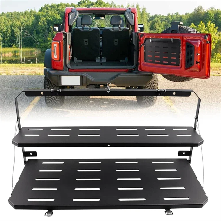 New Wind Car Accessories Rear Door Foldable Table Cargo Shelf Storage Cargo Luggage Holder Tailgate Rack for Ford Bronco 20-22