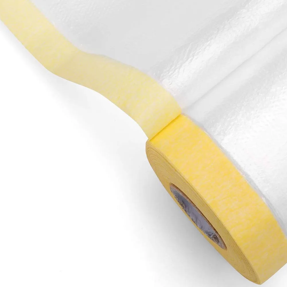 Pre-Taped Masking Film for Automotive Paint Adhesive Protective Film Roll for Covering Skirting