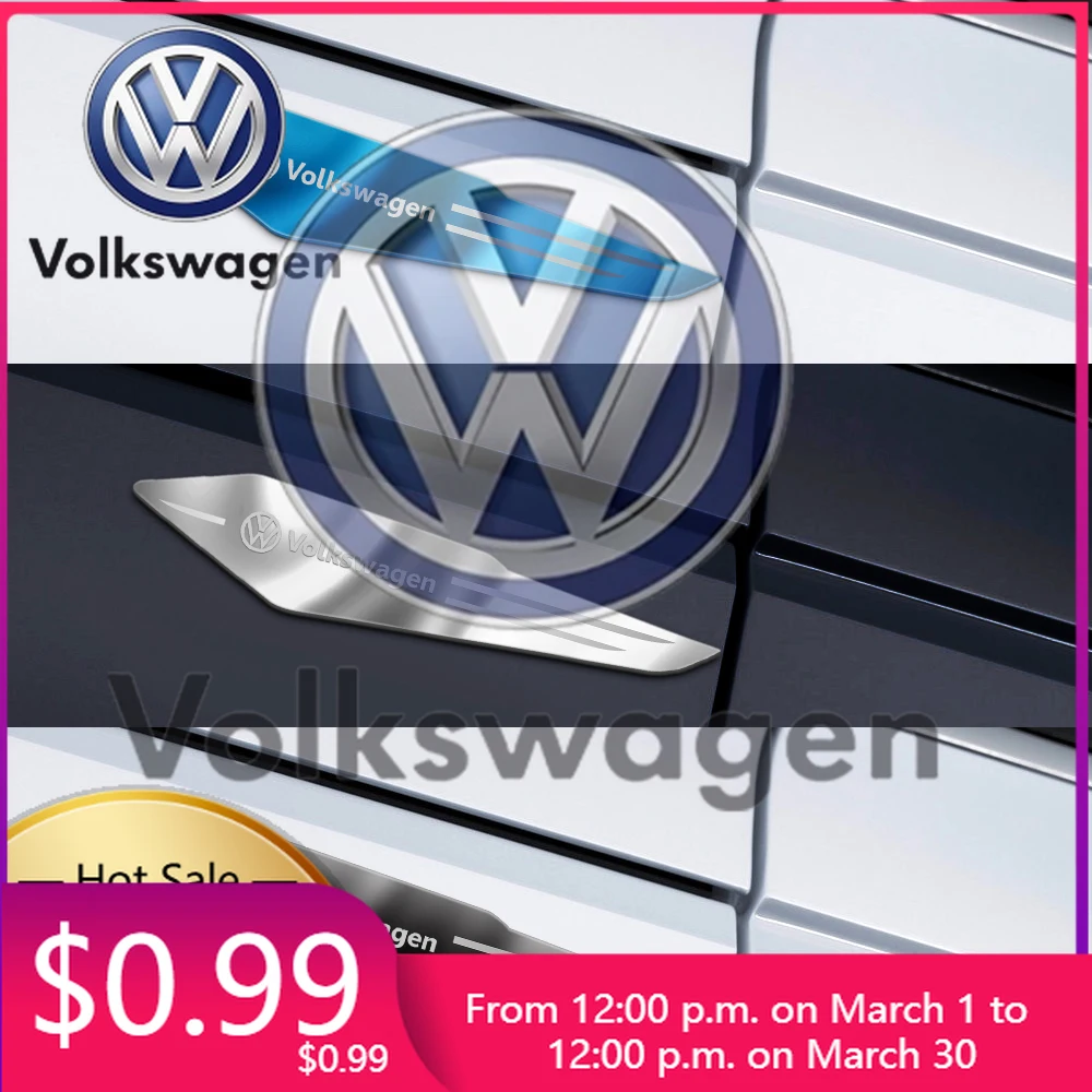 

2026 Hot Styling Mouldings For VOLKSWAGEN VW 2pcs Reflective Car Body Side Fender Decoration Stickers Badge For VW Volkswagen Je