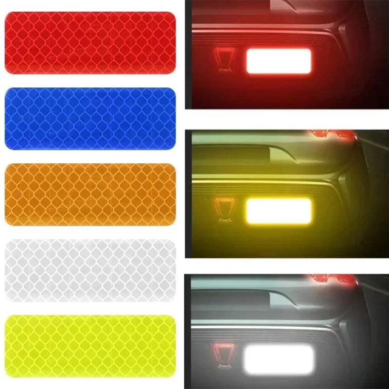 10PCS Waterproof Car Reflective Stickers Secure Reflective Warning Strips Rear Bumper Anti-Collision Decal Car Exterior Parts