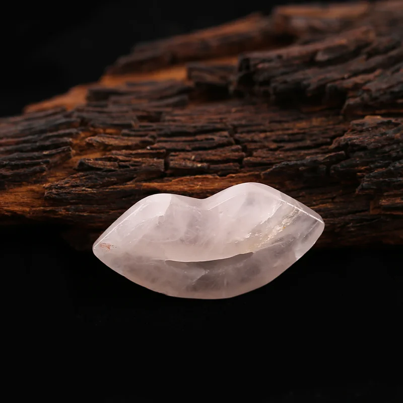 Rose Quartz Carved Mouth Carving Pendant Bead,Natural Stone Fashion Jewelry Necklace Accessories34x24x5mm 9.8g