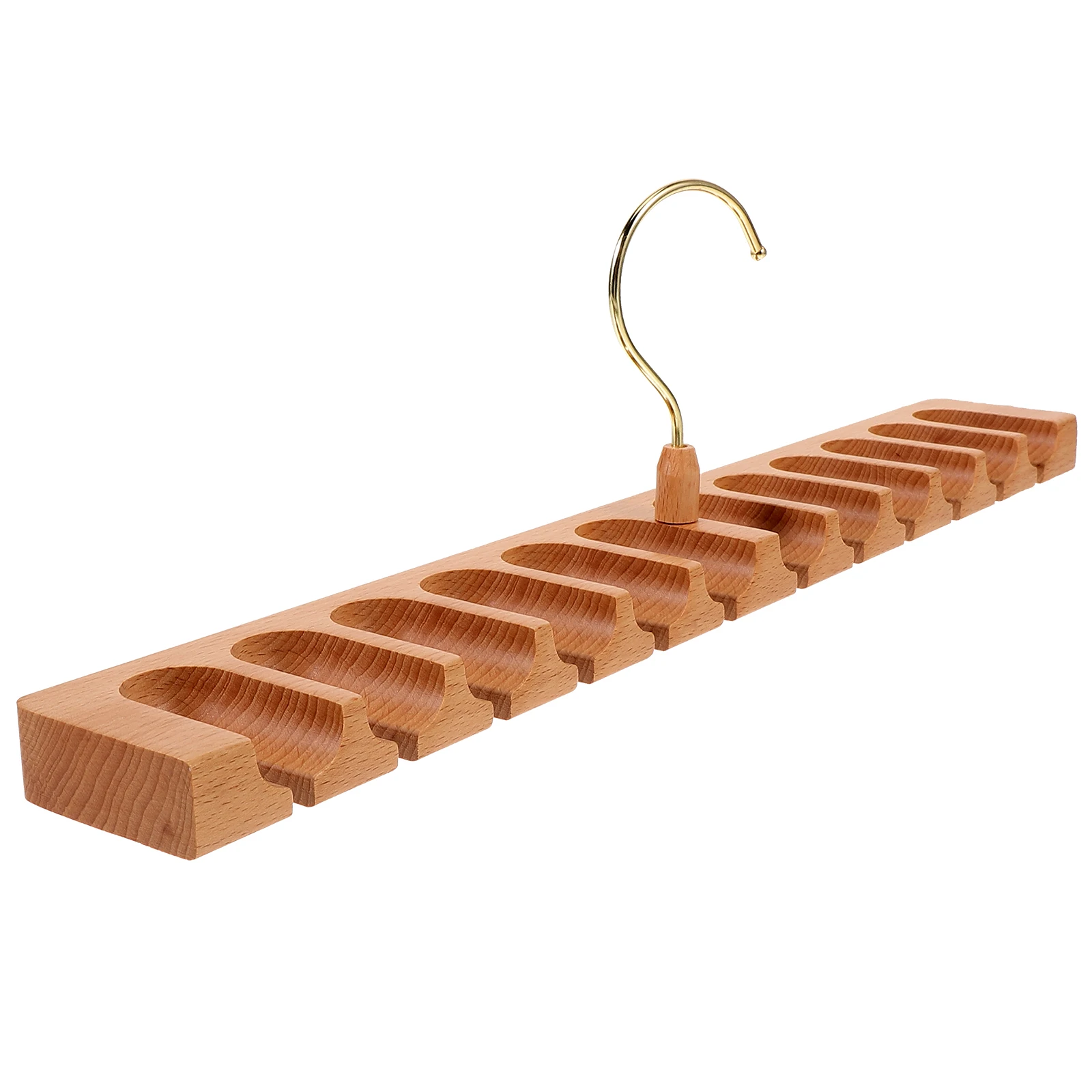 

Wooden Hanger For Closet Organizer Mount Storage Holder Stainless Steel Arc Design Belt Rack Holder Space