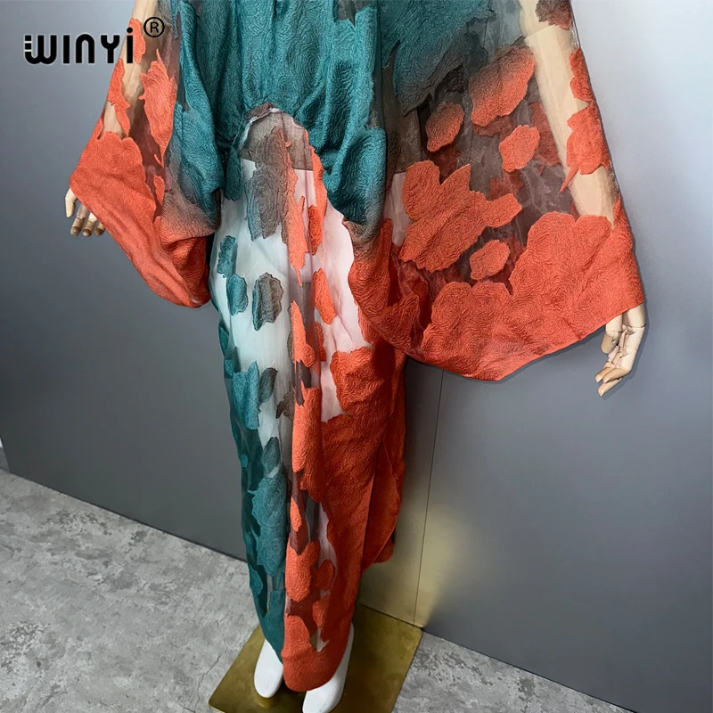 WINYI サマーファッション セクシーな透け感ドレス ボヘミアンワンピース レディース カフタン ボヘミアン アフリカ カフタン ビーチカバーアップ ドバイ アバヤ