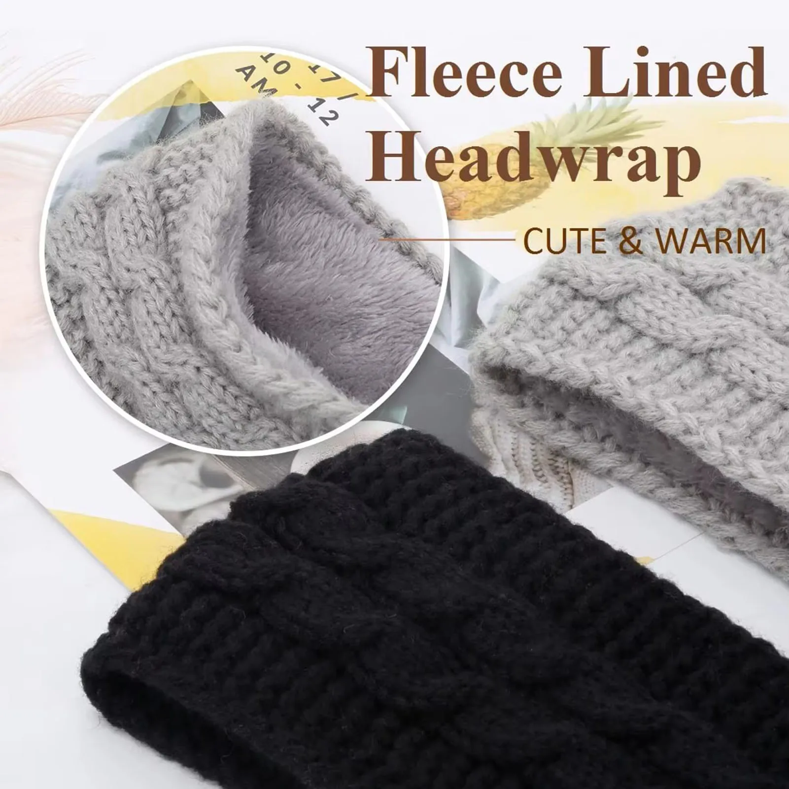 Knitting Wide Headband For Women Girls Autumn Winter Headwrap Turban Hairbands With Holes Hat Keep Warm Female Ear Warmers