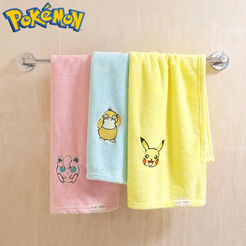 

Pokemon Pikachu Psyduck Jigglypuff Anime Figure Coral Velvet Soft Absorbent Towel Bathroom Children Toiletries Birthday Gifts