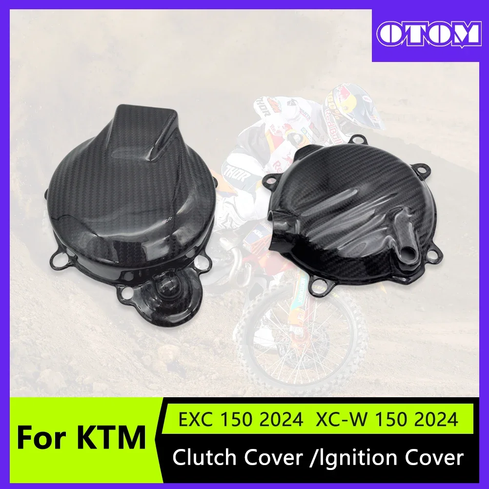 OTOM Motorcycle Engine Ignition Cover Carbon Fiber Magneto Protector Guard For KTM EXC XCW 150 Husqvarna TE150 New 2024