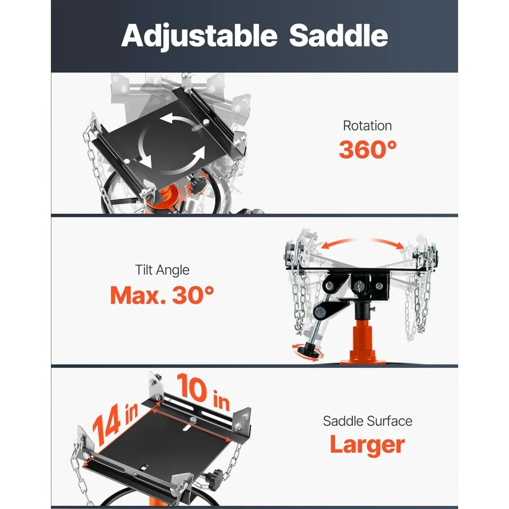 رافعة نقل تلسكوبية هيدروليكية، سعة رفع 32-67 بوصة، سعة 1322 رطل مع دواسة قدم