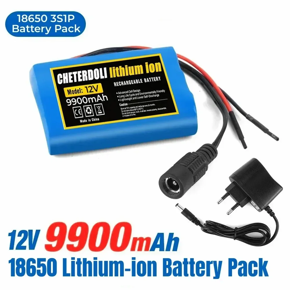 

3s1p Batteries 18650 Recargable Battery Pack 12V 9900mAh 18650 Lithium ion DC 12.6V Super Replacement Battery + 12V 1A Charger