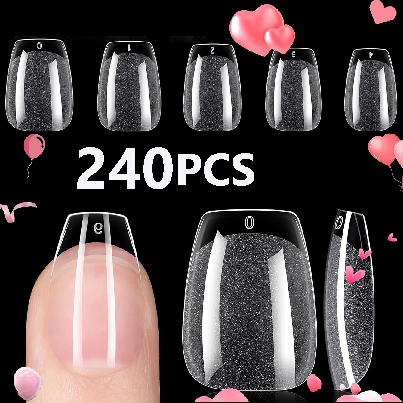 240 Stück kurze Mandel nagels pitzen weiches Gel vorgeformte Acryl nagels pitzen halb matte volle Abdeckung Nagels pitzen klar gelly drücken auf Nagel – Detail 25