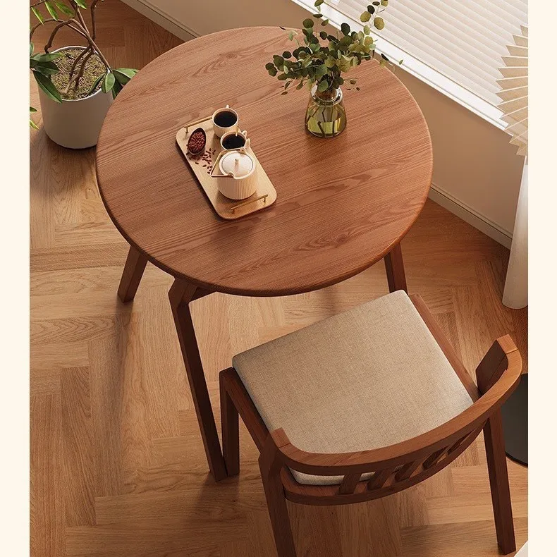 Nordic round table balcony stretch tea table solid wood Chinese casual and durable combination coffee table