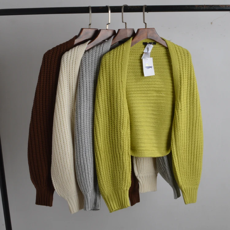 

Модный вязаный свитер длиной до плеч, женский свитер Lazy Sle Pure Color, осень-зима, Новое поступление, длинный топ све