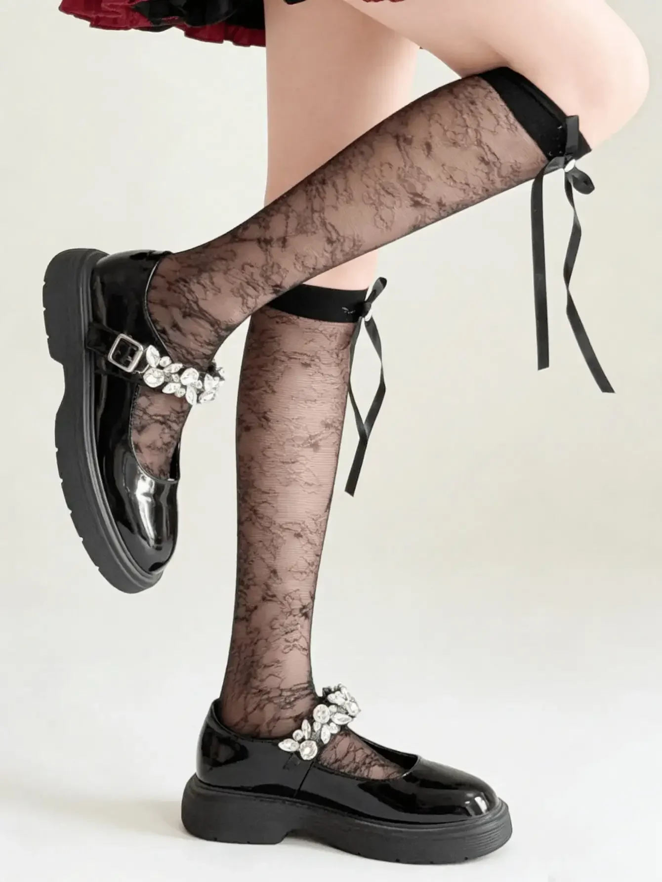 

1/3 Pairs Summer Thin Versatile Crystal Bow Lolita Style Socks