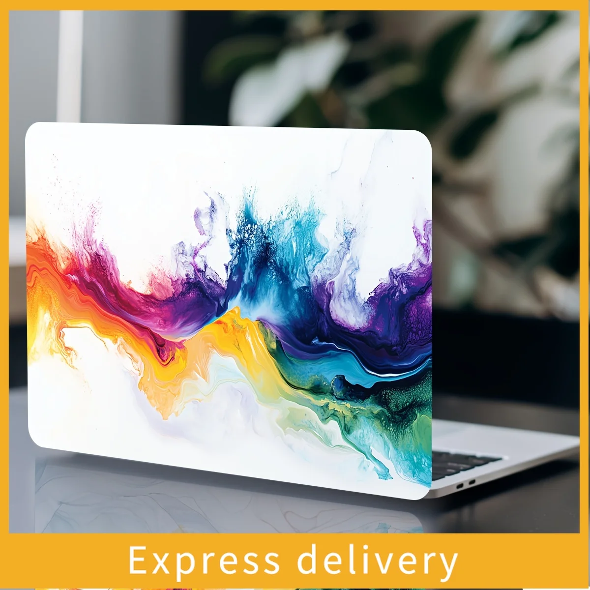 

2-Piece Splash Ink Rainbow Laptop Art Decal Case, Universal Netbook Skin Sticker Non-Repeatable Make Tian's Laptop Skin