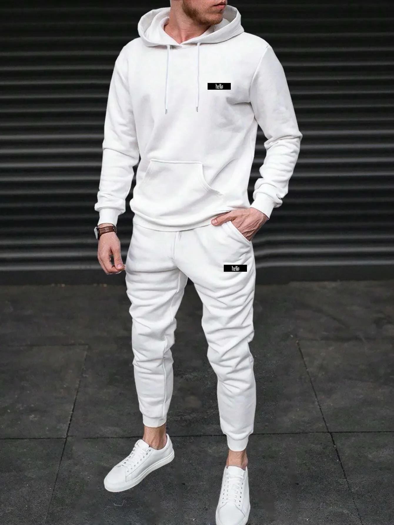 Autumn Men Digital Printing Tracksuit 2 Pieces Sets Hooded Sweatshirt +Drawstring Pants Male Hoodies Running Sportswear Men