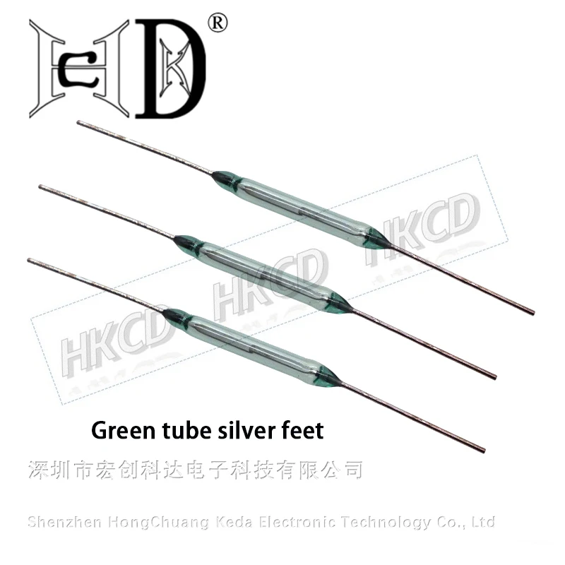 10PCS MKA20101 Normally Open Reed Switch 2.5 * 20mm White Tube Silver Leg Green Tube Silver Leg Magnetic Control Switch