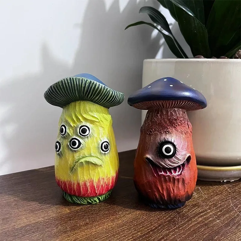 

Halloween Monster Mushroom Resin Sculpture - Unique Home & Garden Decor Office Desktop Ornament | Creative Artistic Design