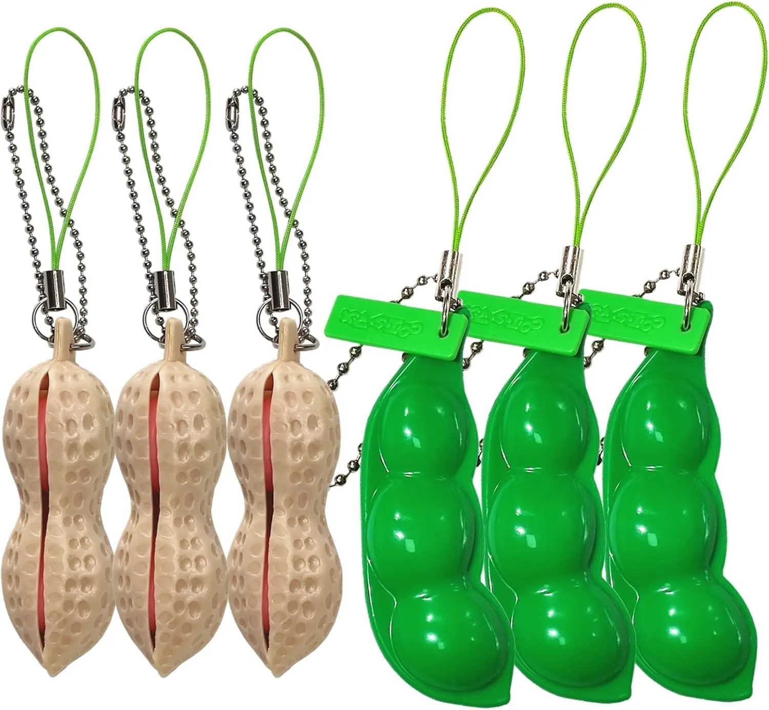 Novelty Squeeze Bean Edamame Pea Keychain Stress Relief Party Gifts Keyring, Decoration, Party Favors Supplies view 2