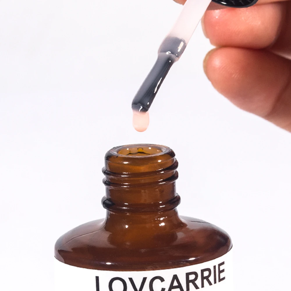 Lovcarrie คอนซีลเลอร์ทาเล็บ15มล. ปกติทาเล็บต่อต้านริ้วรอยแวววาวทำเล็บสีชมพูนู้ดแห้งเร็ว