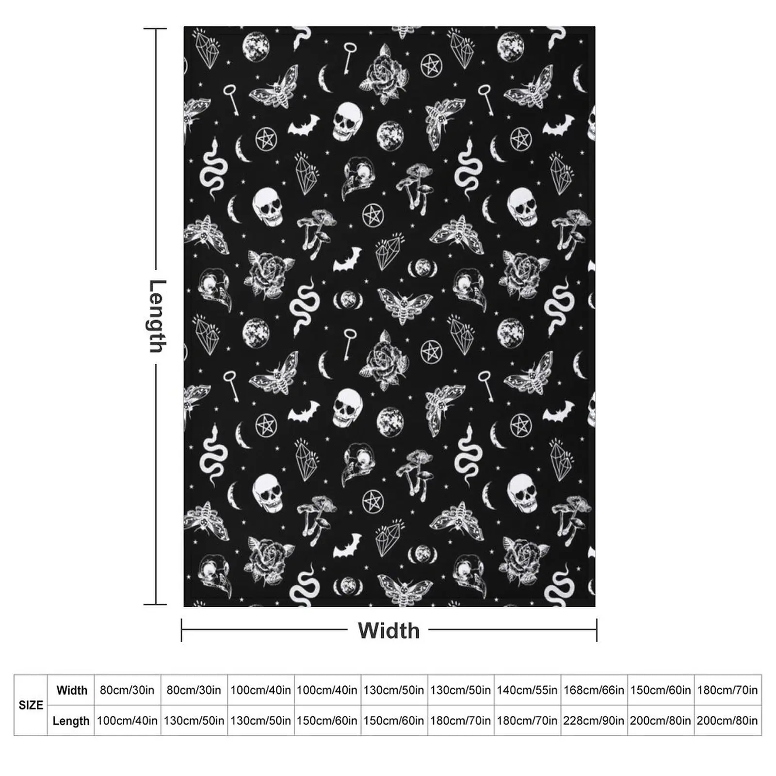 Witchcraft B&W Throw Blanket couch cozy soft plush fuzzy picnic outdoor blanket