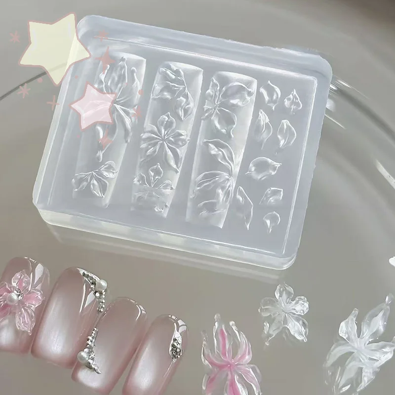 1Pc Lily Flower Sea Shell Conch Coral Starfish 3D Acrylic Nail Mold Decorations DIY Silicone Manicure Art