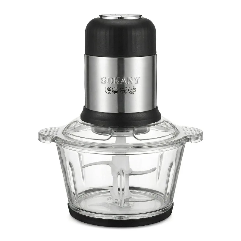 European Standard 2L Electric Meat Grinder Multi-functional Meat Grinder Mixing Complementary Food Glass Container 800W