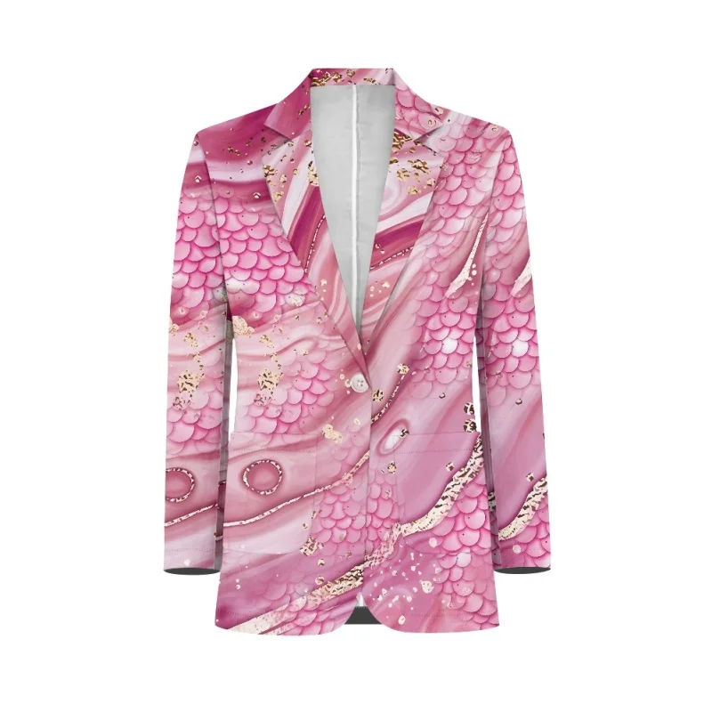 Noisydesigns Pink Colorful Printed Blazers For Women Elegant Stylish Spring Office Ladies Party Travel Long Sleeve Dropship