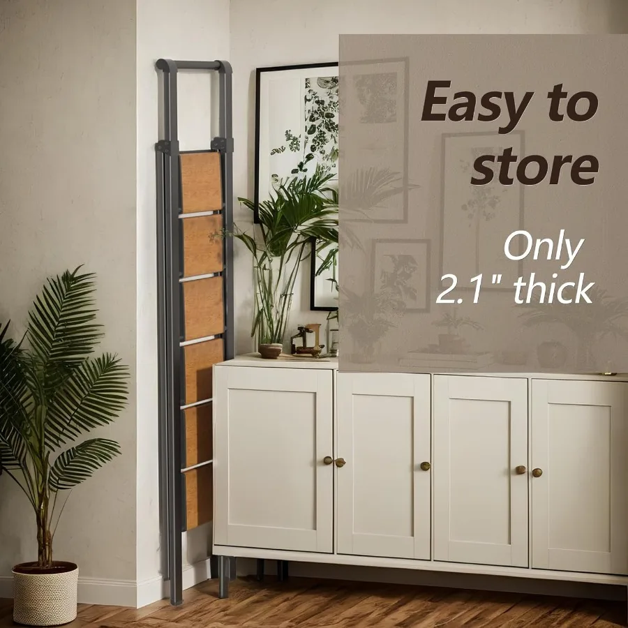 سلم ألومنيوم قابل للطي بـ 6 خطوات مع دواسات واسعة مضادة للانزلاق ومقبض مريح للاستخدام المنزلي والمكتب والمكتبة خفيف الوزن D #3