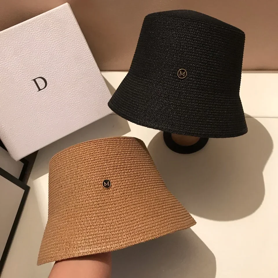 

Stylish Straw Weaving Hat - Summer Casual Bucket Hat for Women, UV Slim Face Panama Travel Hat