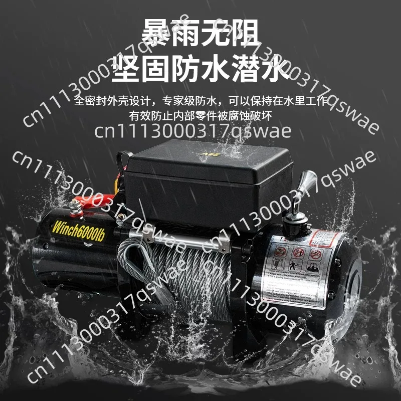 Self-rescue winch, 3000 pounds, 12V 24V electric winch for towing crane
