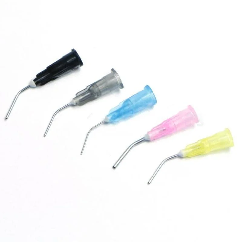 100pcs/Bag Dental Delivery Needles & Tips (Etchant, Resin,Paste/Gel, Root Canal Irrigation)  Curved Needle delivery tips