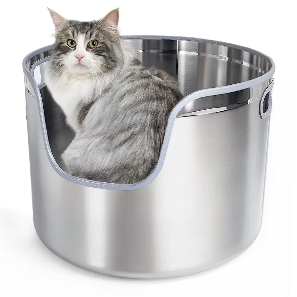

Silver 42.6 liters large capacity stainless steel environmentally friendly, easy to clean, deodorant and durable cat litter box
