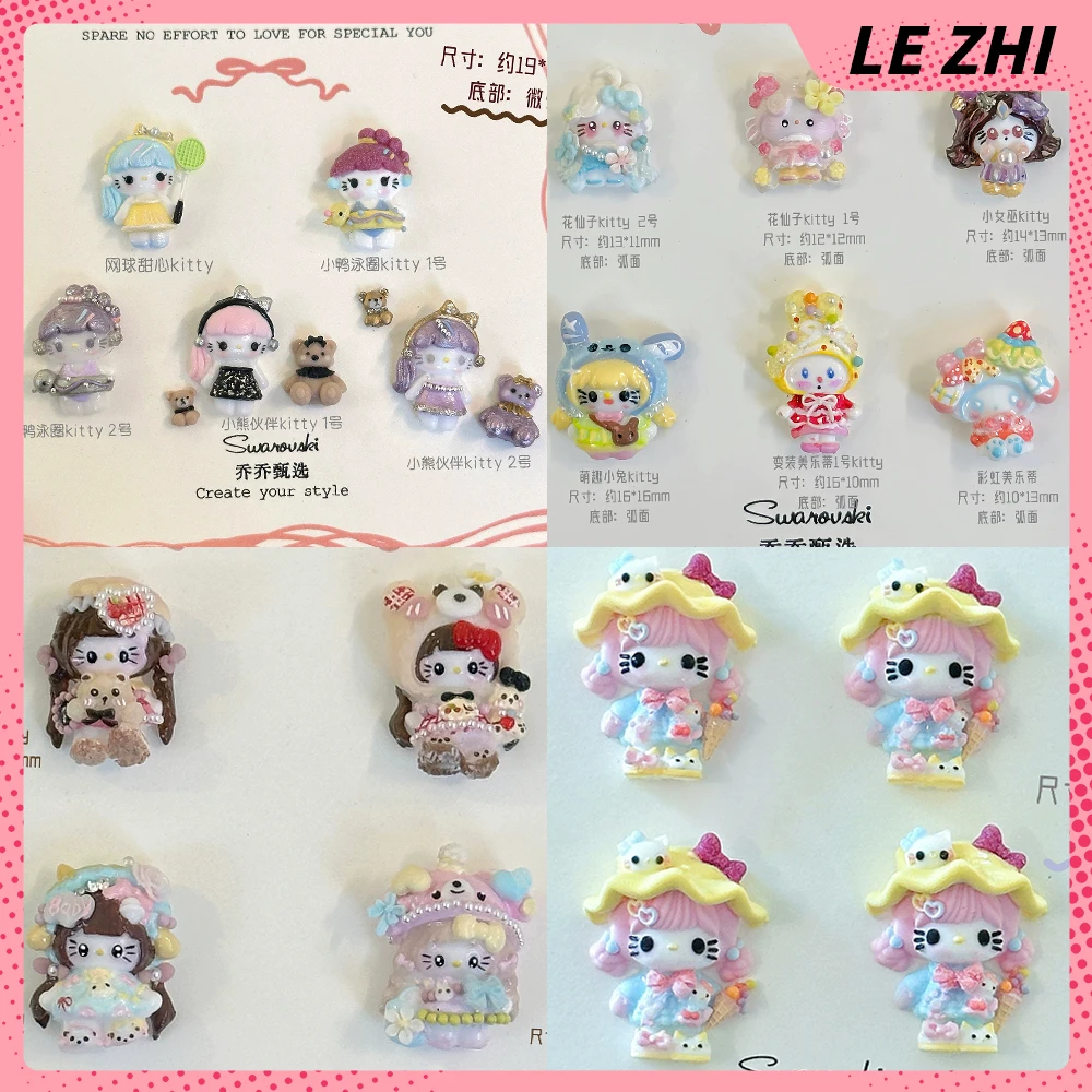 

1Pc Cartoon Fashion Sanrio Hello Kitty Handmade Nail Charms Accessories Cute Diy Hairpin Phone Case Manicure Decoration Gift