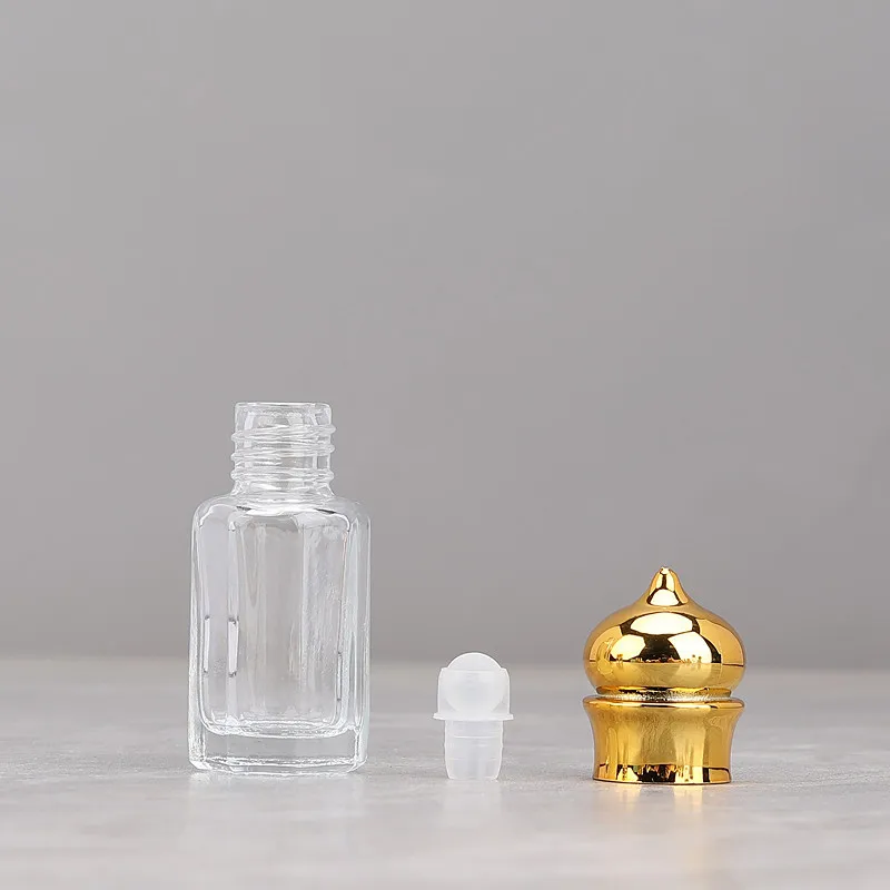 100pcs 6ml Golden Cap Refillable Perfume Bottles Glass Roll-on Essential Oil Bottle Empty Cosmetics Sample Test Container