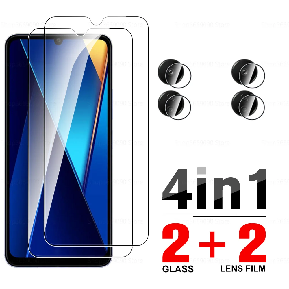 4in1 Tempered Glass Case For Xiaomi Poco C65 Screen Protector Pocophone Poko Poxo C65 pococ65 6.74'' Camera Lens Protective Film