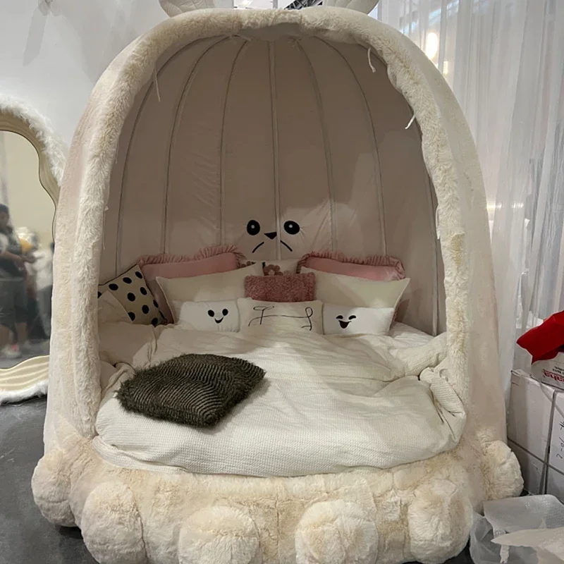 New outdoor wooden bed surround the Internet monster shape cartoon cloth rabbit adjustable interior decoration bedroom furniture