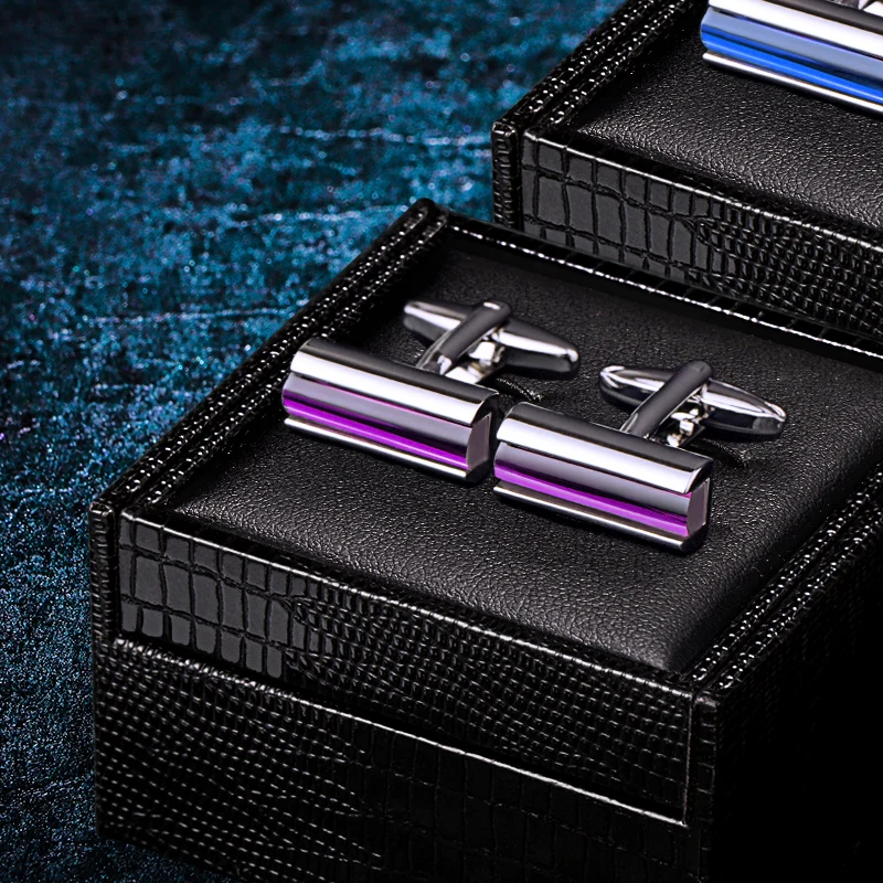 

KFLK Jewelry shirt cufflinks for mens Brand Fashion Purple Crystal Luxury Cuff link Button High Quality Wedding guests