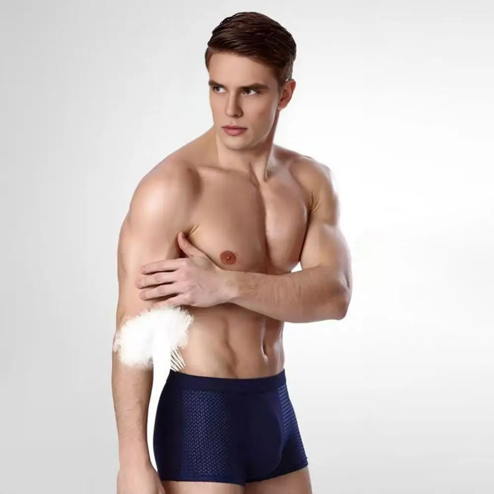 

Summer Ice Silk Mesh Holes Panties Mid-rise Elastic Waistband Boxer Underwear Soft Smooth Wiring Quick Drying Panties 남자 속옷