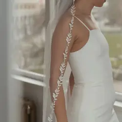Wedding Veil Lace Edge Bridal Veils 3M White Ivory Wedding Veil Thin Scallop Lace Trim Cathedral Mantilla Bride Accessories V129