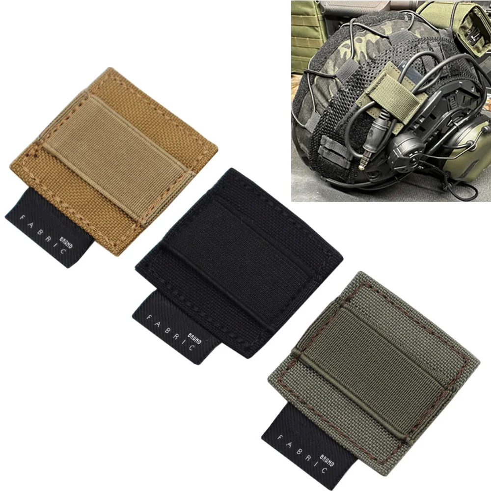 2PCS Tactical Accessories Equipment Helmet Headset Walkie Talkie Cable Wire Hook Loop Sticker Elastic Storage Organizer Holder