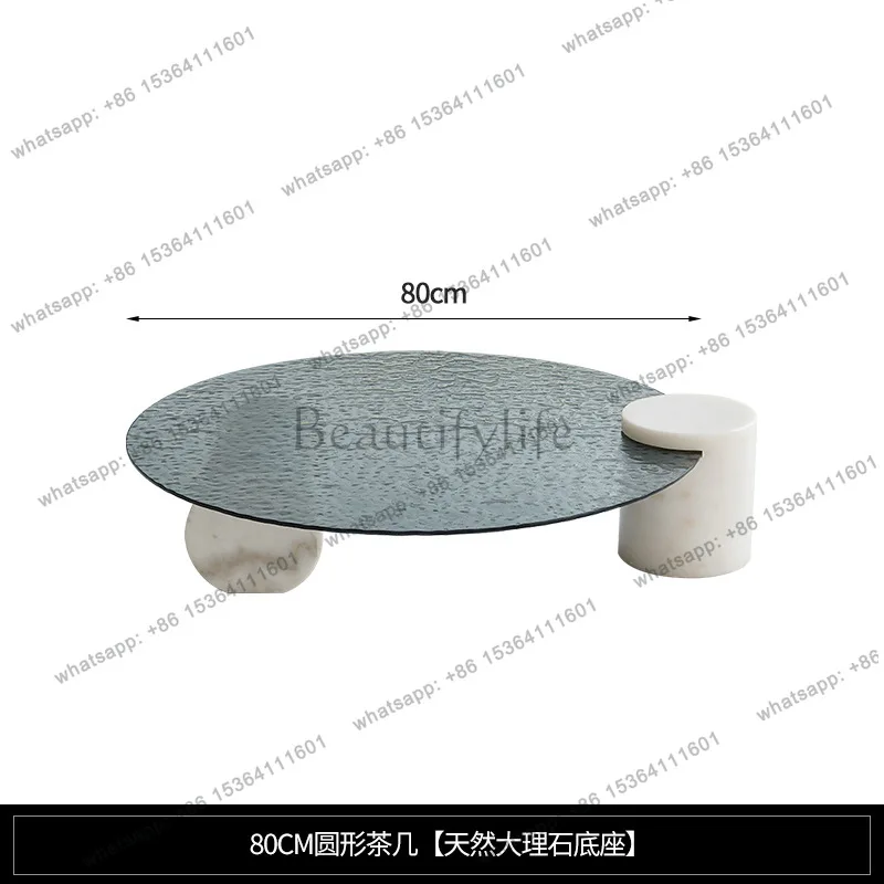 LS Nordic minimalist round coffee table marble living room household small apartment design water ripple coffee table