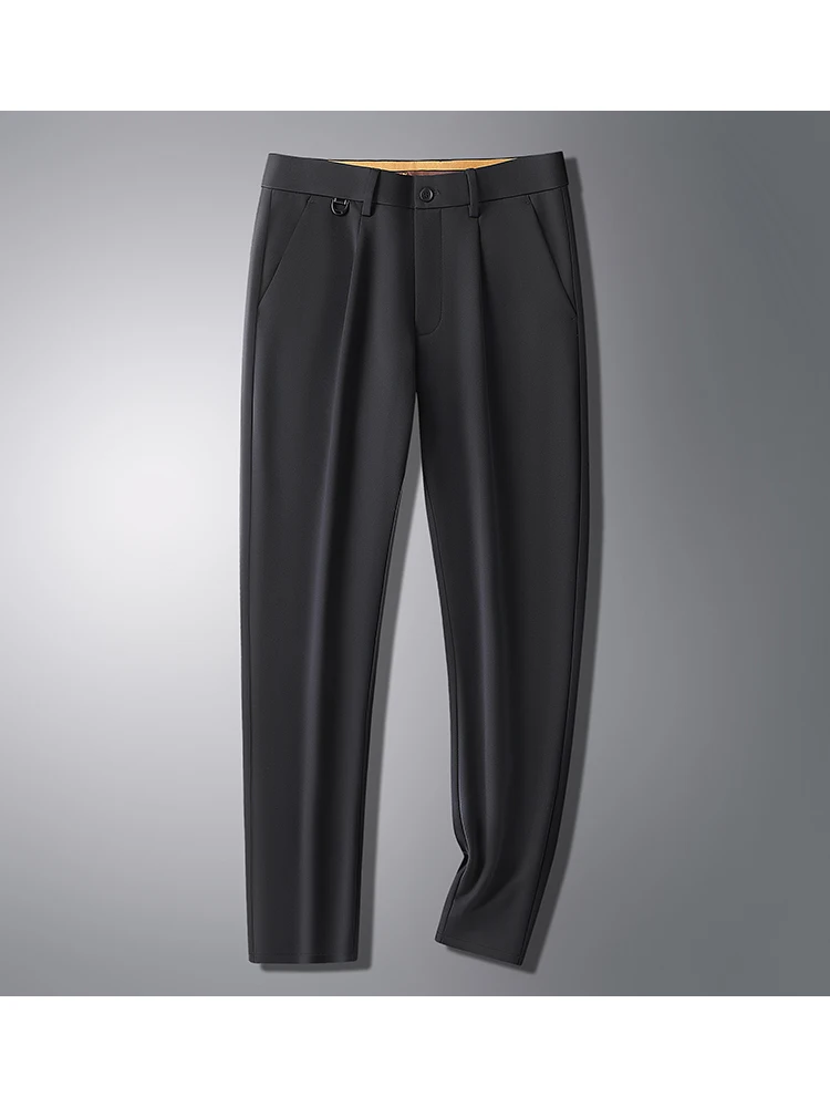 

plus Size Men's Business Casual Straight Leg Pants Autumn Winter Lenzing Elastic No Ironing Large Waist Trousers for Men