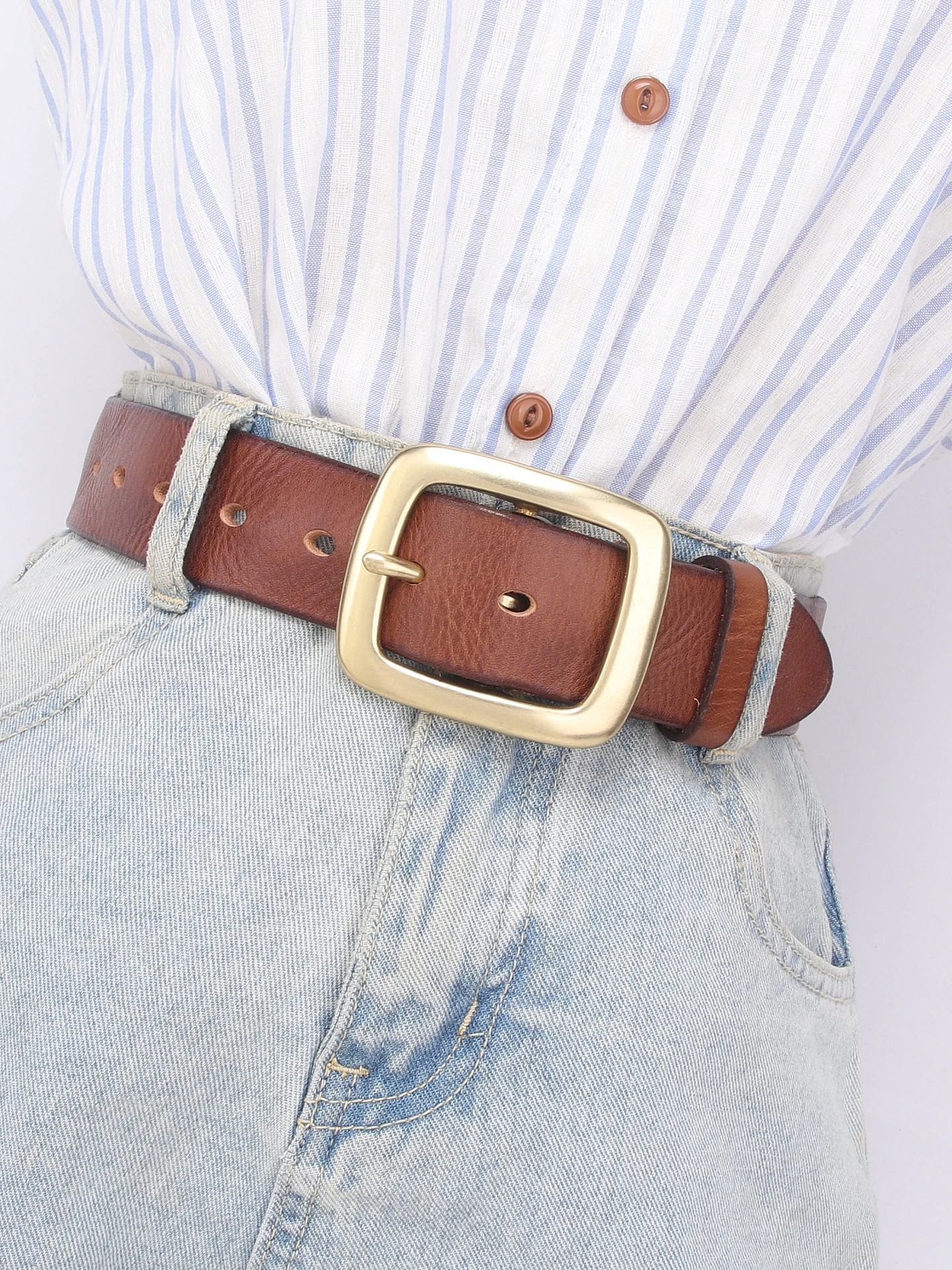 手作り女性用ベルトトップレイヤー牛革本革バックルレトロ多用途ジーンズウエストベルト純粋な手作りワイドベルト